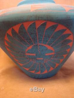 Native American Acoma Indian Pottery Hand Painted Vase by JS Lewis