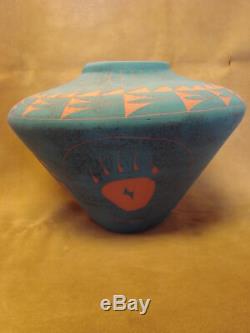 Native American Acoma Indian Pottery Hand Painted Vase by JS Lewis
