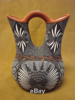 Native American Acoma Indian Pottery Hand Painted Wedding Vase by Jay Vallo