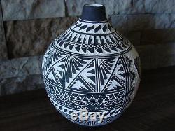 Native American Acoma Pueblo Hand Etched Butterfly Pot by L. V