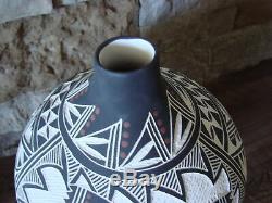 Native American Acoma Pueblo Hand Etched Turtle Pot by L. V