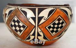 Native American Acoma Pueblo Polychrome Pottery Olla Bowl c. 1920