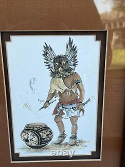 Native American Art. Artist Laverne Elliott Print With Frame Kachina Doll F43