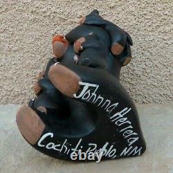 Native American Art-Cochiti Pueblo Pottery-BLACK BEAR STORYTELLER-Johnna Herrera