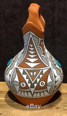 Native American Art-Jemez Pueblo Pottery-Wedding Vase-Mary Small 10 Tall