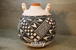 Native American Art Pottery Acoma Pueblo Hand Coiled Polychrome Water Jar