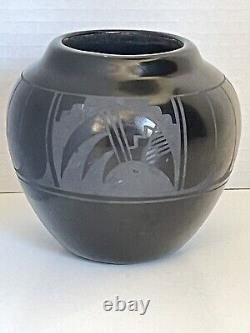 Native American Blackware Vase Signed Adakai Navajo 4
