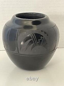 Native American Blackware Vase Signed Adakai Navajo 4