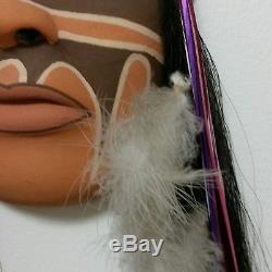 Native American Ceramic Jemez Pottery Mask Long Hair Wall Decor Zannie Loretto