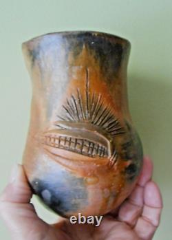 Native American Coiled Corn Pottery Vase Navajo Signed