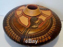 Native American Crafts Hopi Carved Pot by Tom Polacca