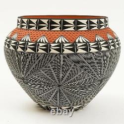 Native American, Extraordinary Vintage Acoma Polychrome Pottery Olla by CHINO