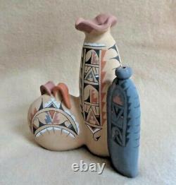 Native American Hand Coiled Jemez Pottery 3 Pot Grouping by J R Gachupin PO264