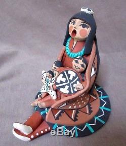 Native American Hand Coiled Jemez Pottery Storyteller by CL Gachupin P0049
