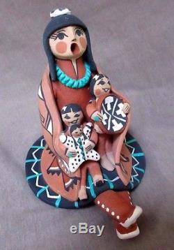 Native American Hand Coiled Jemez Pottery Storyteller by CL Gachupin P0049