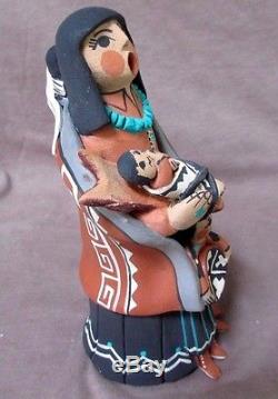 Native American Hand Coiled Jemez Pottery Storyteller by CL Gachupin P0053