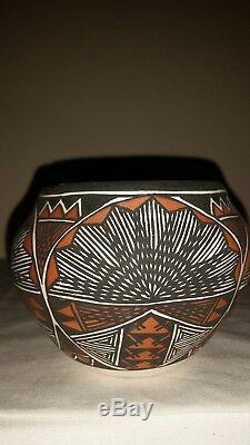 Native American Hand Coiled Pottery BOWL Signed VICTORINO, M - ACOMA, N. M