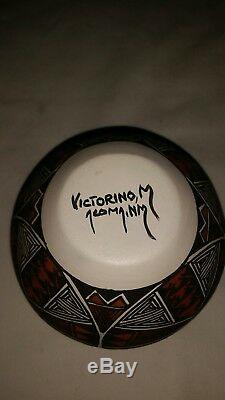 Native American Hand Coiled Pottery BOWL Signed VICTORINO, M - ACOMA, N. M