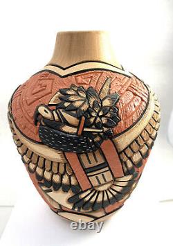 Native American Handmade Hopi Eagle And Sun Face Pottery