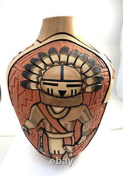 Native American Handmade Hopi Eagle And Sun Face Pottery