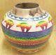 Native American Handmade Horsehair Pottery by Hilda Whitegoat Large Bear Vase