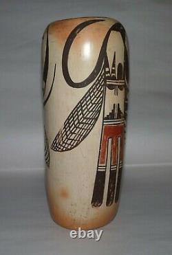 Native American, Hopi Cylinder Pot, Canister, Eagle, c. 1920-1930. Estate