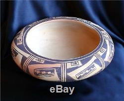 Native American Hopi Indian Wide Low Decorated Pottery Bowl