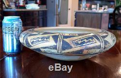 Native American Hopi Indian Wide Low Decorated Pottery Bowl