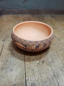 Native American Hopi-tewa Indian Pottery Bowl, Signed V. Dewakuku