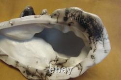 Native American Horse Hair Hand Etched Bear and Cub Pottery Sculpture Vail