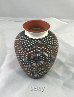 Native American Indian Acoma Eye Dazzler Traditional Pottery By Melissa Antonio