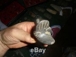 Native American Indian Artifact Relic Clovis Birdstone, Turkey Pottery Pipe