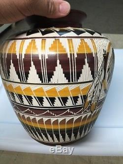 Native American Indian Navajo Etched Large Pottery Washington Redskins Stunning