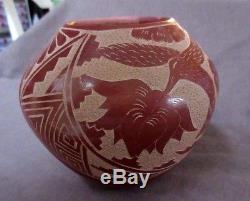 Native American Jemez Incised Hummingbird Pottery by Brenda Tafoya P0094