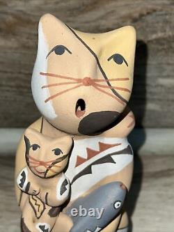 Native American Jemez Pottery Cat Storyteller By D Tsosie