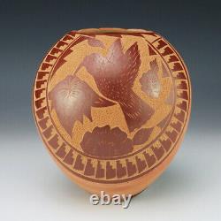 Native American Jemez Pottery Hummingbird Vase By Brenda Tafoya