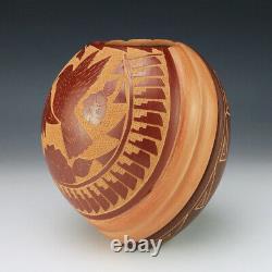 Native American Jemez Pottery Hummingbird Vase By Brenda Tafoya