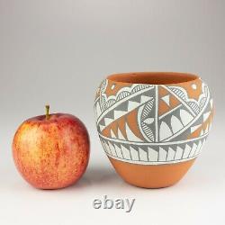 Native American Jemez Pottery Red/Gray Slip Polychrome Pot, Mary Small