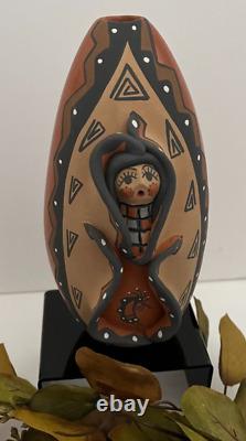 Native American Jemez Pueblo Felicia Fragua Polychrome Jar Storyteller Kokopelli