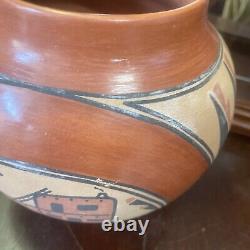 Native American Jemez Pueblo Pottery Vase B. Gachupin With Cornstalk