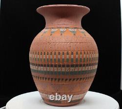 Native American Large Pot with Terracotta Flared Neck by Elaine Begay, Navajo