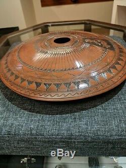 Native American Large Seed Pot Pottery Signed Navajo Kokopeli