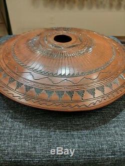 Native American Large Seed Pot Pottery Signed Navajo Kokopeli