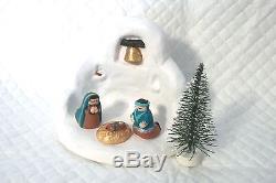 Native American Minature Indian Nativity scene with handmade little mission signed