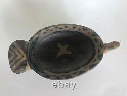 Native American Mississippi Bird Clay Effigy Figural Bowl Stripes Pottery