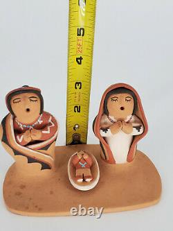 Native American Nativity Scene Jemez Pueblo Handmade Signed A. Loretto Pottery