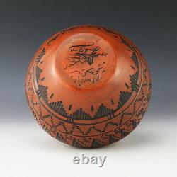 Native American Navajo Bear Pottery Bowl By Arnold Brown
