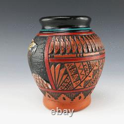 Native American Navajo Eagle Pottery Vase By Arnold Brown Navajo