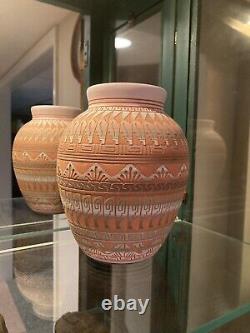 Native American Navajo Etched Vase Ferguson Whitegoat