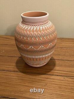 Native American Navajo Etched Vase Ferguson Whitegoat